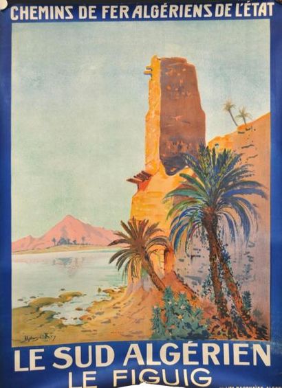 REY A. Sud Algérien Le Figuig 1926 non entoilée 75 x 105 cm