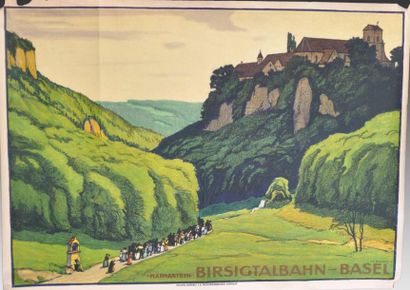 SCHLATTER Mariastein Birsigtabahn - Basel 1911 non entoilée 105 x 82 cm