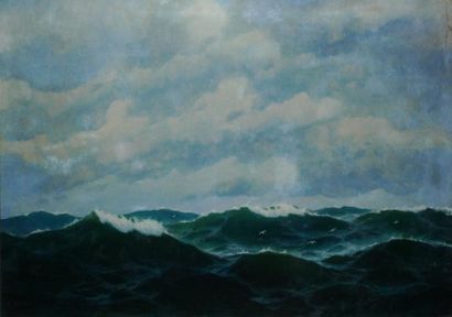 JENSEN Max, né en 1887 Vague en haute mer. Huile sur toile (importantes restaurations),...