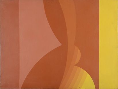null Sans titre jaune orange, 1972 Peinture sur toile, signée et datée au dos, 60...