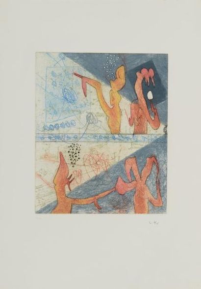 MATTA Roberto, 1911-2002 Projection et figures Eau-forte en couleurs, EA, monogramme...