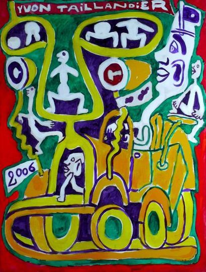 TAILLANDIER Yvon, né en 1926 En voiture, 2006 Peinture sur toile, signée en haut...