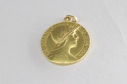 Médaille en or jaune à l'effigie de Jeanne...