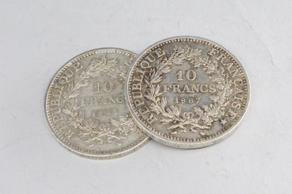 null Lot of two silver coins of 10 Francs Hercules. (1965; 1967) 

Weight : 49.92...