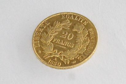 null Gold coin of 20 Francs Ceres (1850 A).

Weight : 6.45 g.