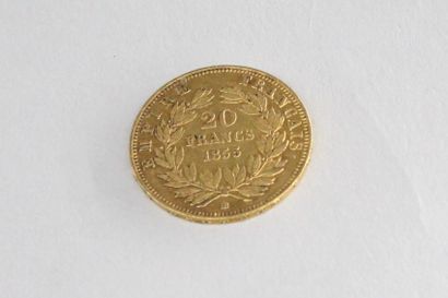 null Gold coin of 20 Francs Napoleon III bare head (1855 BB)

Weight : 6.45 g.