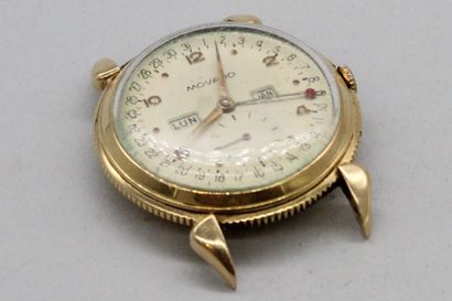 null Boîtier de montre en or jaune 18k (750), cadran à fond crème index ronds et...
