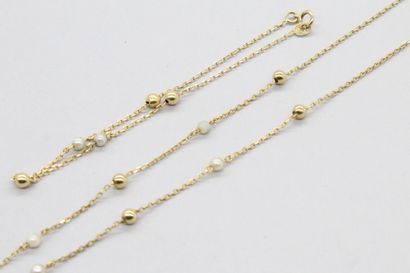 null Lot de deux chaines en or jaune 18k (750) composé d'un bracelet et d'un collier...