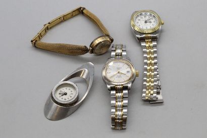 null Lot de montres de dame comprenant une TISSOT, boitier en métal argenté et doré,...