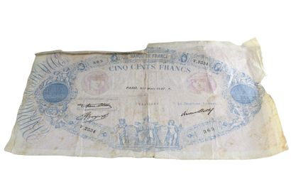 null Set of French banknotes, including fifty francs Jacques Coeur, one hundred francs...