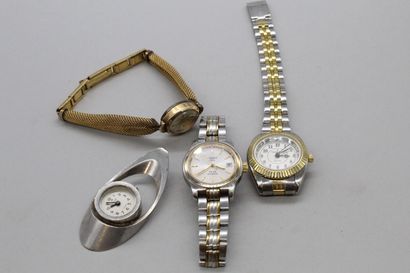 null Lot de montres de dame comprenant une TISSOT, boitier en métal argenté et doré,...