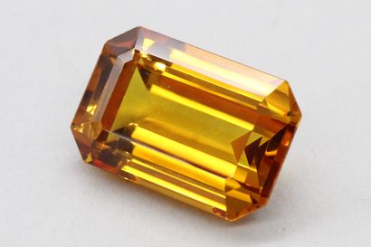 null Lot of two synthetic orange sapphires rectangular cut on paper. 

Weight : 25.65...