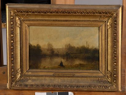 null GIRARDET Karl, 1813-1871,

Femmes près d'un étang,

huile sur toile marouflée...