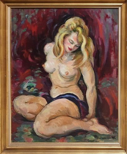 null BELOUSSOVITCH Boris, 1886-1987,

Blonde assise,

huile sur toile (petit enfoncement...