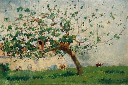null GARRIDO Louis Édouard, 1893-1982,

Ferme à l'arbre en fleurs,

huile sur panneau...