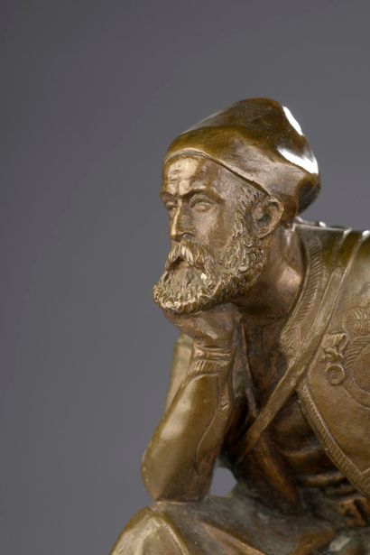 null FRÉMIET Emmanuel, 1824-1910,

Zouave at rest,

bronze with medal patina (some...