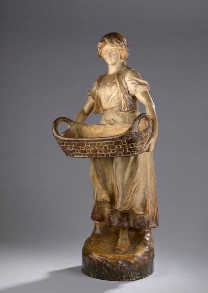 null GOLDSCHEIDER, 19th-20th century, FELL E. for,

Basket carrier,

terracotta with...