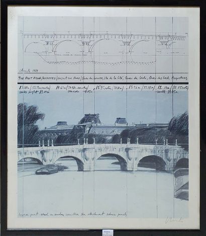 null CHRISTO, 1935-2020,

The New Bridge,

offset color print, signed lower right,...