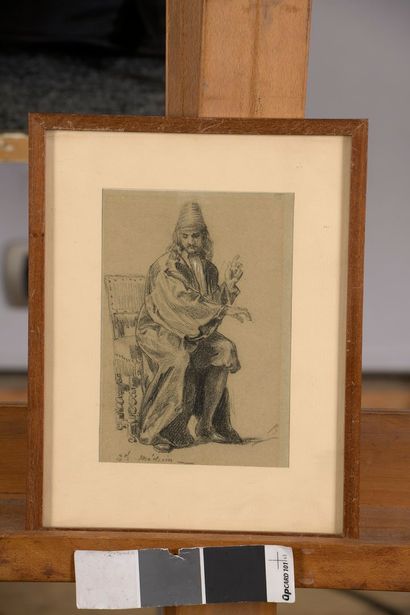 null BIDA Alexandre, 1813-1895,

The doctor,

black pencil on gray paper (insolation),...