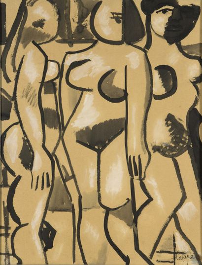 null LATAPIE Louis, 1891-1972,

Trois nus,

gouache sur papier beige marouflé sur...