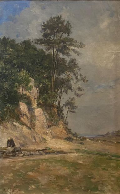 CHANTRON Alexandre-Jacques (1842-1918) 
Paysage...