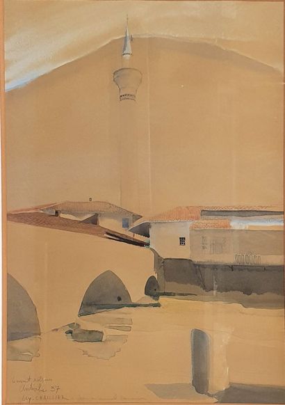 null CHAILLIER Guy, Xxe siècle,

Le mont Silpius vu d'Antioche, 1937,

aquarelle...