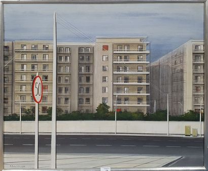 null VASILIADIS Pavlos, né en 1946,

Route et immeubles, 10-77,

acrylique sur toile,...