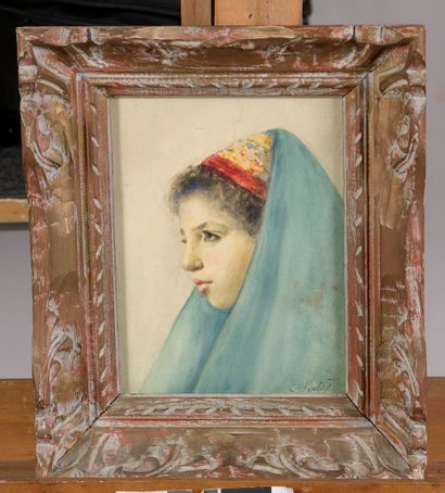 null SINTÈS Joseph, 1829-1913,

Orientale de profil,

aquarelle sur papier (insolation...