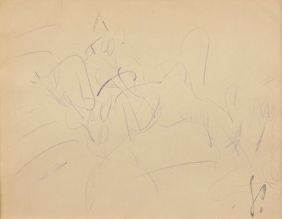 null GEN PAUL, 1895-1975,

Cavalier,

dessin au crayon violet (insolation et petite...