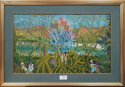 null MOUKIM Jalil, né en 1958,

Le jardin des plaisirs, 1989,

peinture sur carton...