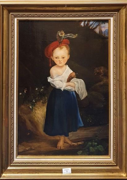 null XIXth century SCHOOL 

The little red riding hood 

Oil on canvas, not signed...