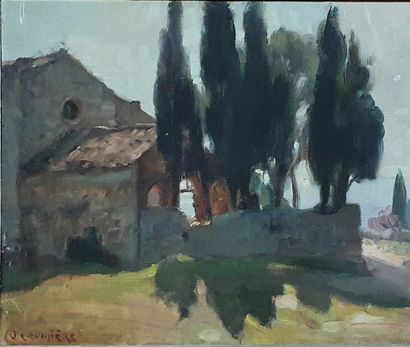 null CRUMIÈRE Victor, 1895-1950,

Petite église, environs de Toulon, point du jour,

huile...