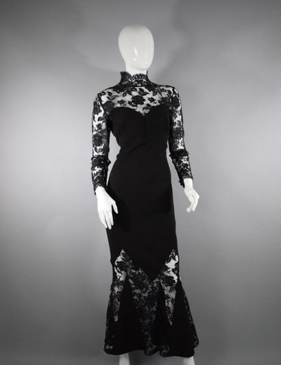 null AZZARO Studio



Black evening dress with floral lace inserts, the bottom of...