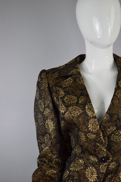 null UNGARO 



Black wool blend and gold lurex jacket with stylized sunflowers motif,...