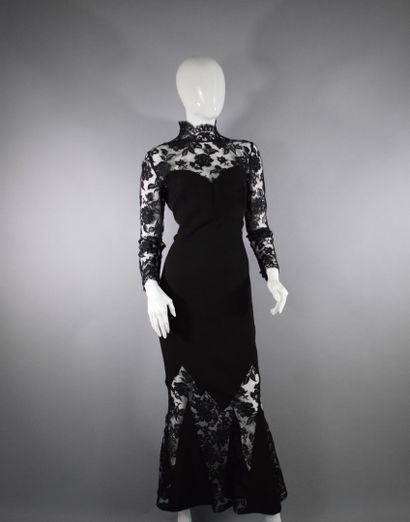 null AZZARO Studio



Black evening dress with floral lace inserts, the bottom of...