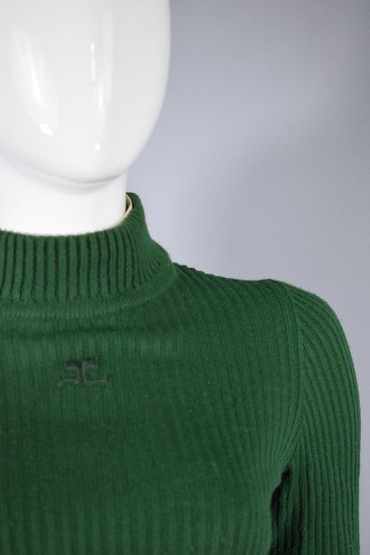 null COURREGES 



Fir green long-sleeved chimney neck sweater, logo of the House...