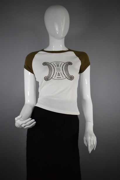 null CELINE 



Two-tone cotton blend T-shirt with "Triumph" motif studded on the...