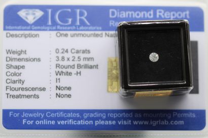 null Diamant "white H" rond sous scellé.

Accompagné d'un certificat IGR indiquant...