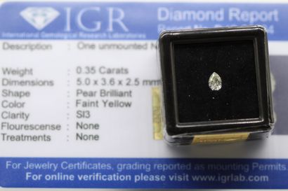 null Diamant "faint brown" poire sous scellé. 

Accompagné d'un certificat de l'IGR...