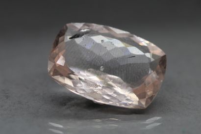 null Morganite cushion on paper.

Weight : 17.40 cts.

Inclusions and detachment...