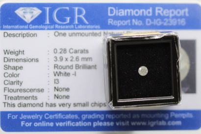 null Round "white I" diamond under seal.

Accompanied by a certificate of the IGR...