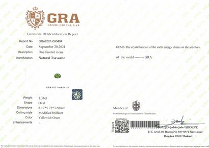 null Oval tsavorite garnet on paper.

Accompanied by a GRA certificate.

Weight :...