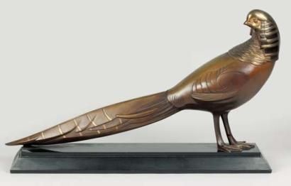 KELETY ALexandre (? - 1940) Faisan Sculpture en bronze à patine brune - dorée, sur...