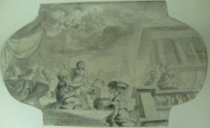 École NAPOLITAINE du XVIIIe siècle La Naissance de la Vierge Pierre noire, lavis...