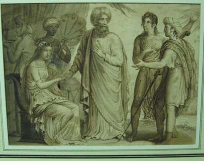 COLIN Alexandre - Marie (Attribué à) (Paris 1782 - 1865) Scène de fiançailles biblique...