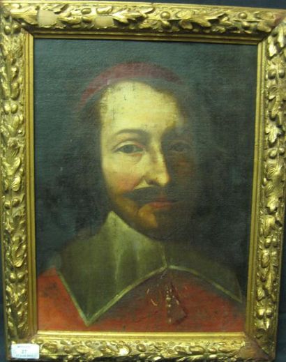 École FRANÇAISE du XVIIe siècle Portrait présumé du cardinal Mazarin Huile sur toile....