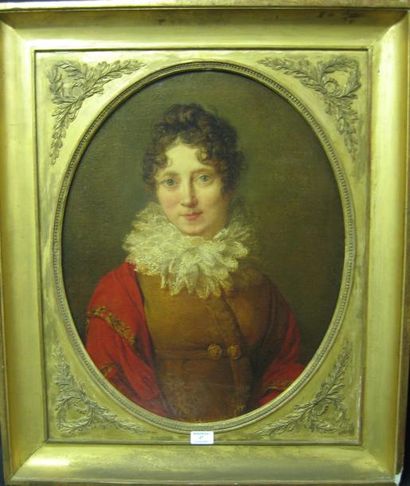 École FRANÇAISE - Première moitié du XIXe siècle Portrait en buste de jeune femme...