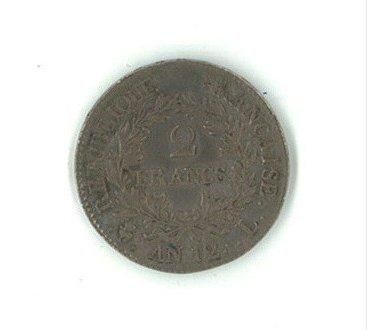 null Deux francs, an 12 Bayonne, 15 204 ex. Rare et TB /TTB