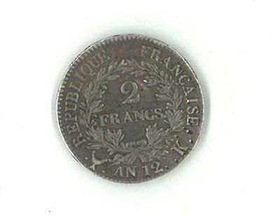 null Deux francs, an 12, Bordeaux. 26 226 ex. Rare et TB