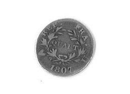 null Quart de franc, 1807 Turin, 13 391 ex. Rare et presque TB